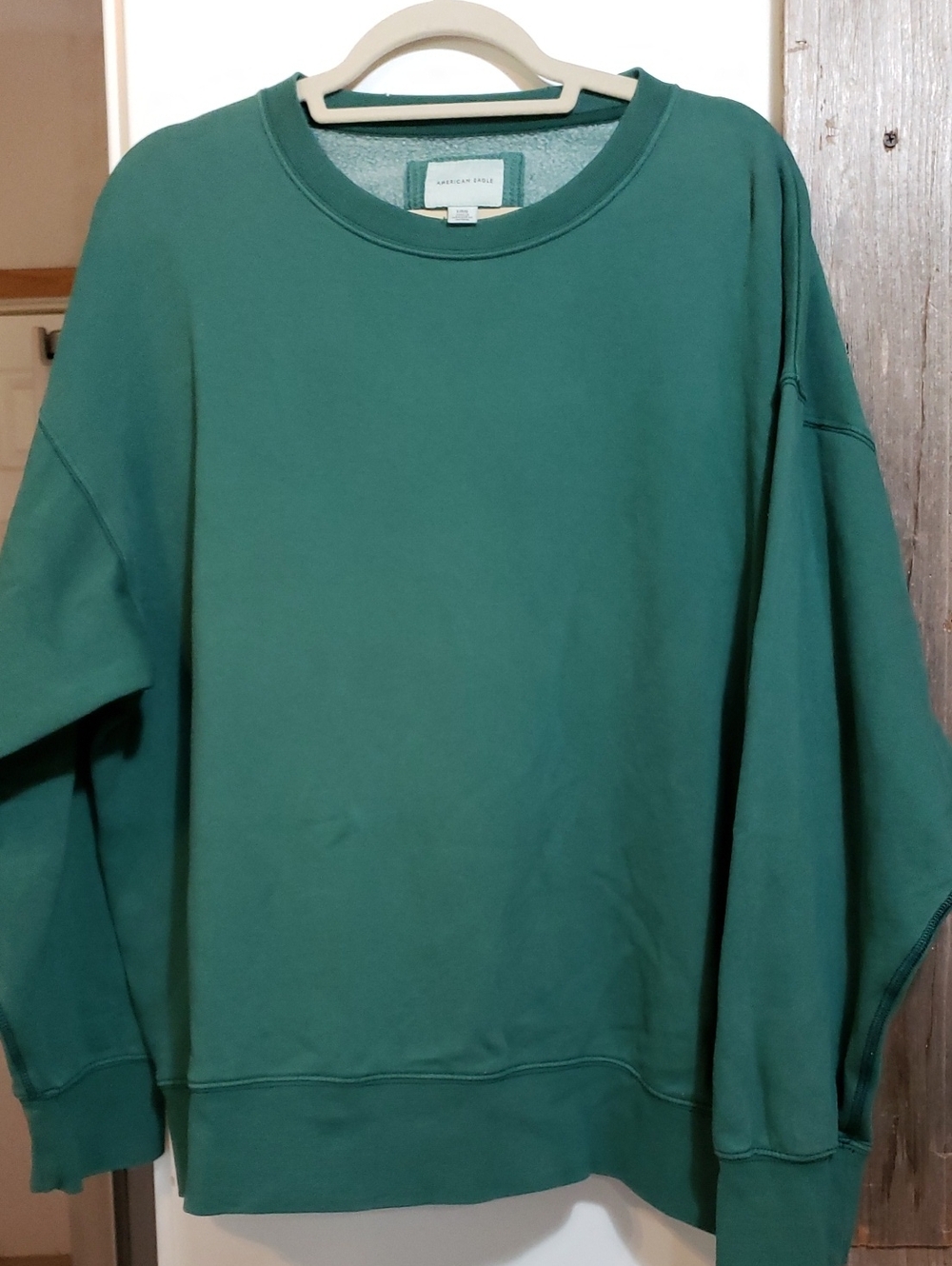American Eagle Oversized Slouchy Large Green Sweatshirt Crewneck Unisex